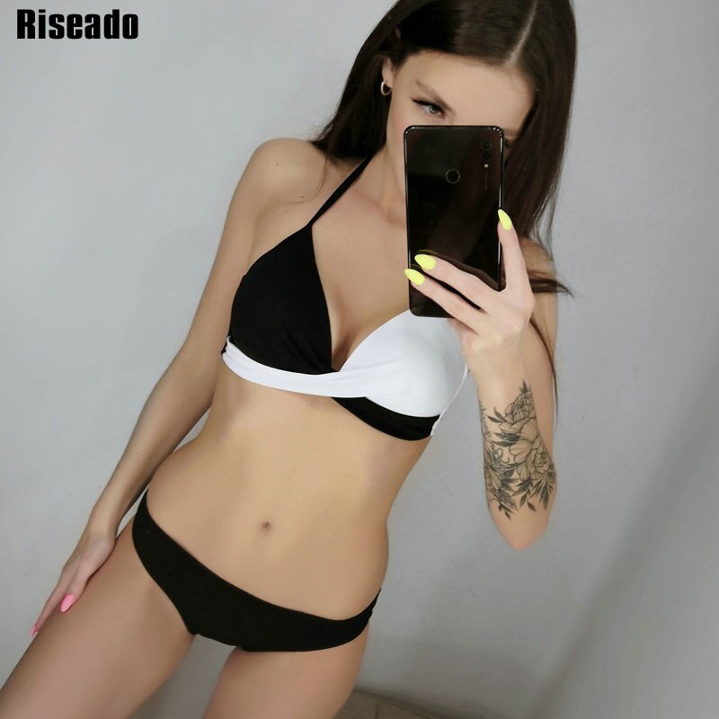 Riseado Sexy Push Up Mid Waist Halter Neck Bikini