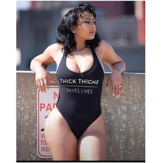 'THICK THIGHS SAVES LIVES' One Piece Swimsuit
