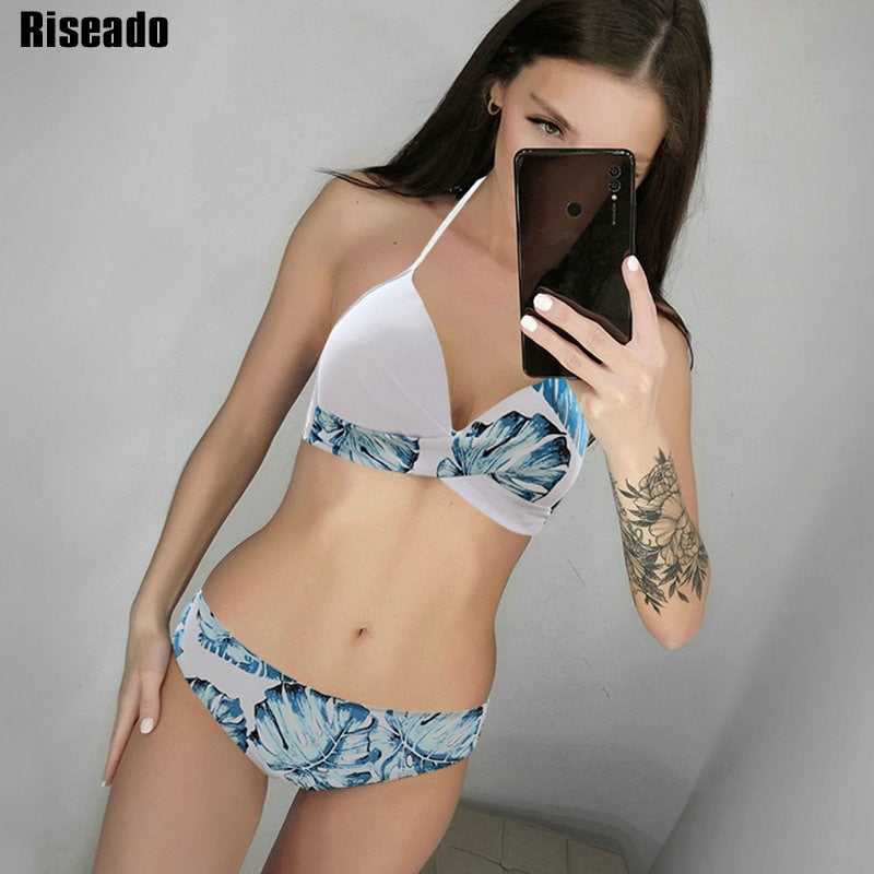 Riseado Sexy Push Up Mid Waist Halter Neck Bikini