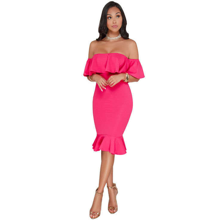 Elegant Off Shoulder Ruffles Party Dress