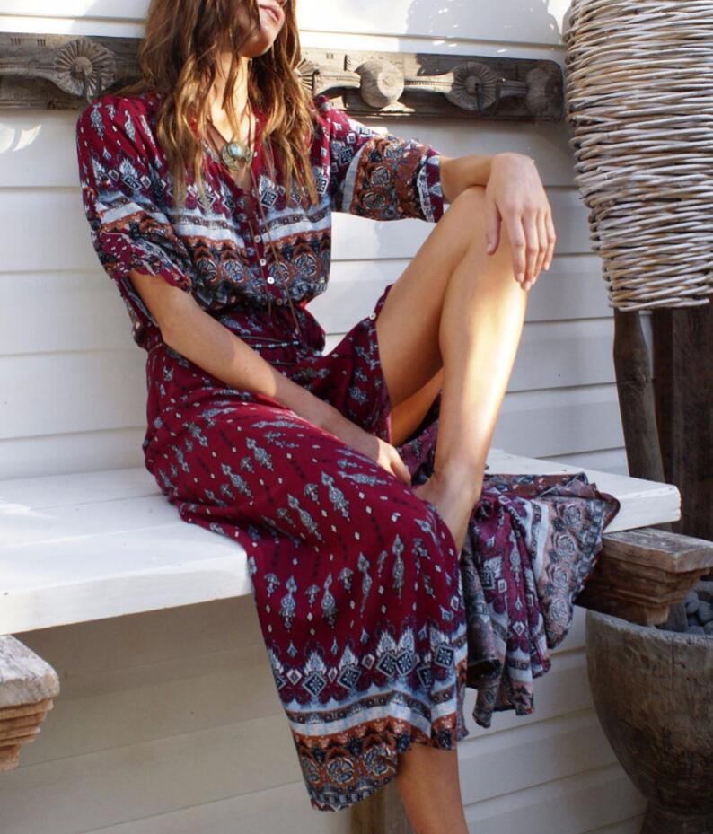 Sweet Bohemian Flowing Sun Dress