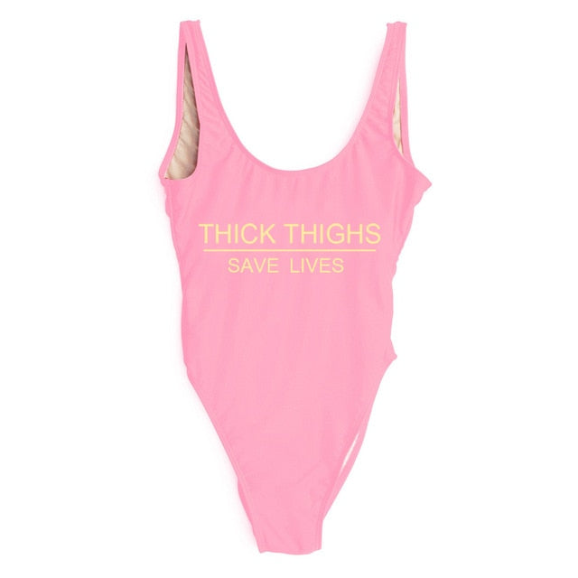 'THICK THIGHS SAVES LIVES' One Piece Swimsuit