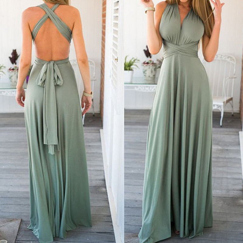 Sexy Halter Neck Infinity Multi Way Wrap Maxi Dress