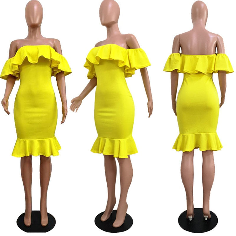 Elegant Off Shoulder Ruffles Party Dress