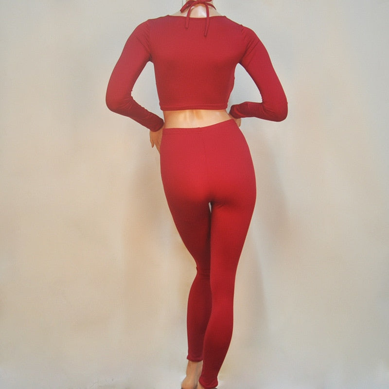 2 Pc Set - Bandage Crop Top And Pants