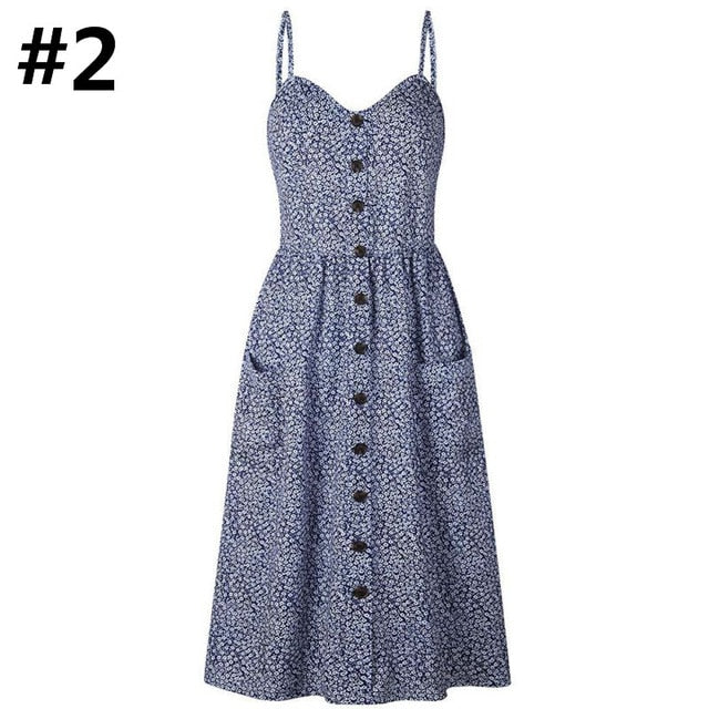 Sweet & Sexy Button Down Front Pocket Sundress Casual Dress