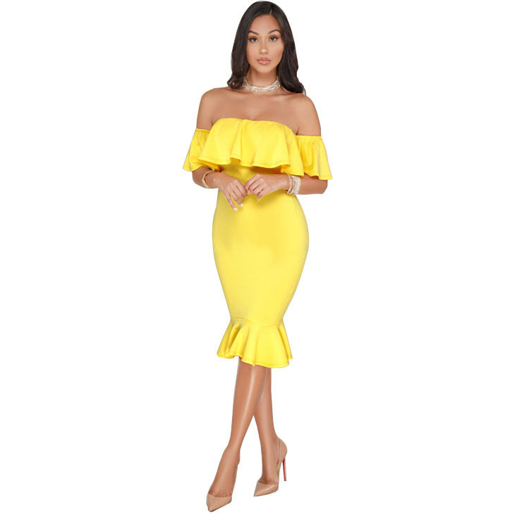 Elegant Off Shoulder Ruffles Party Dress
