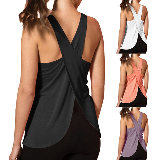 Quick Dry Cross Back Yoga Fitness Shirt