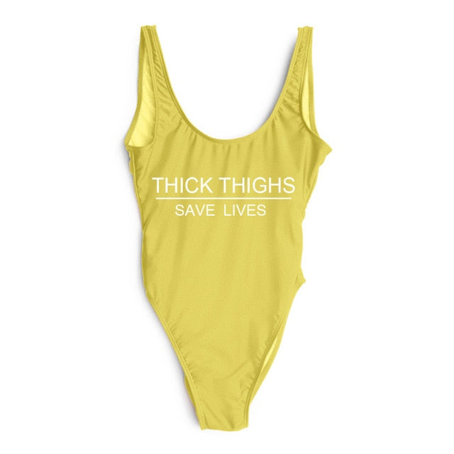 'THICK THIGHS SAVES LIVES' One Piece Swimsuit