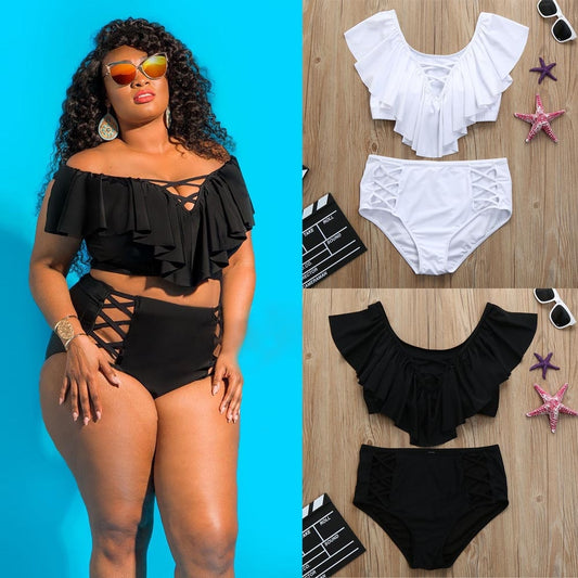 Womail High Waisted Off Shoulder Push-Up Padded Bikini