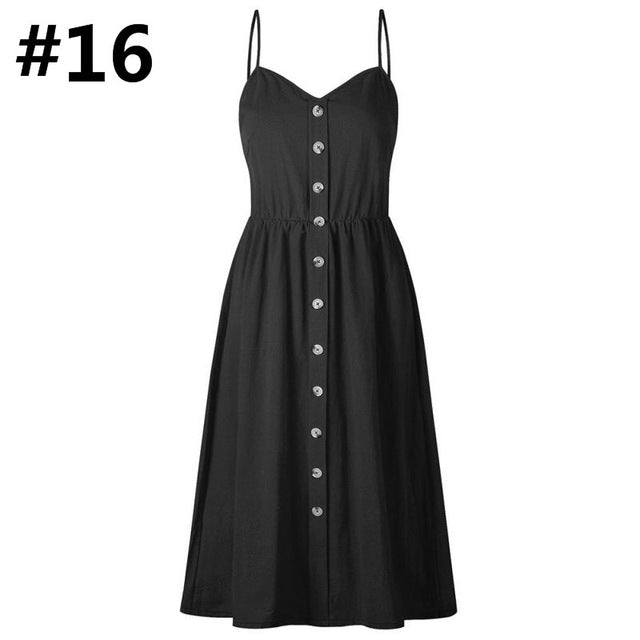 Sweet & Sexy Button Down Front Pocket Sundress Casual Dress