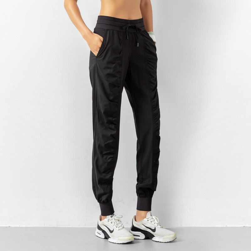 Ruched Front Fitness Pants - 9 Pockets