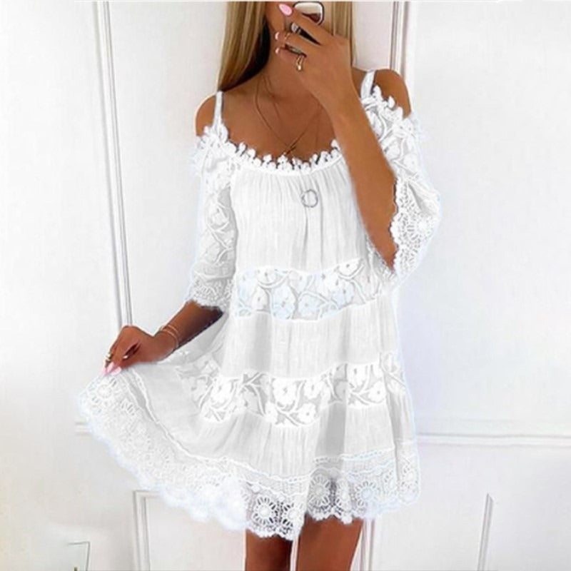 Sweet Princess Off Shoulder Lace Embroidered Sling Dress