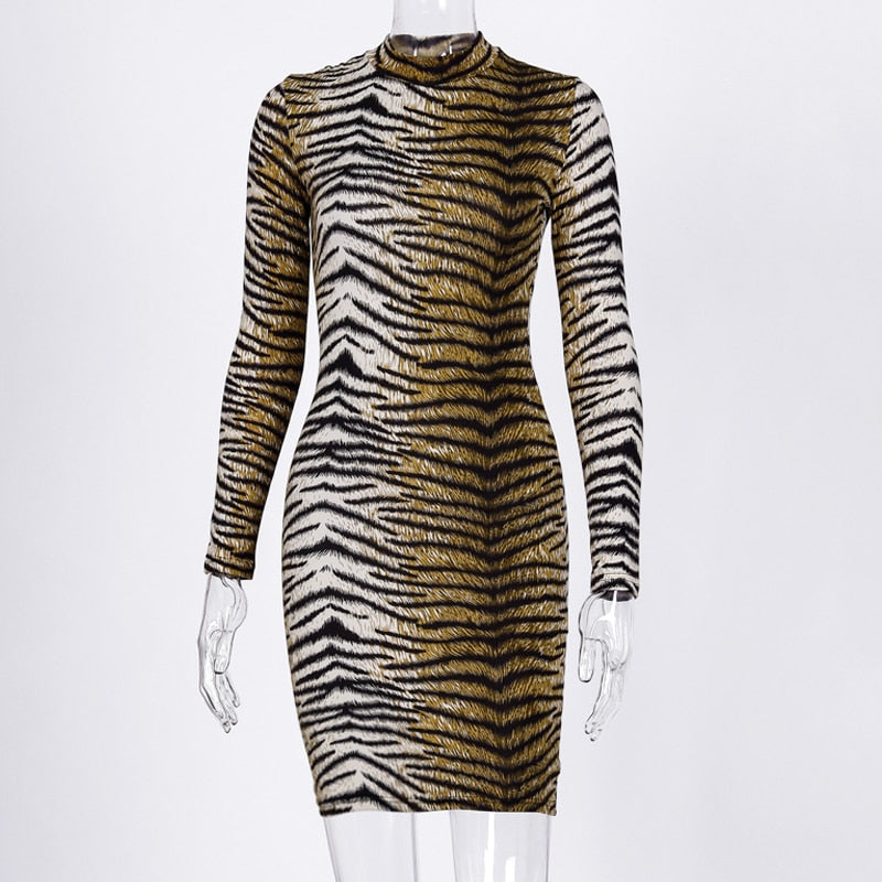 Sexy Safari Long Sleeve Bodycon Dress