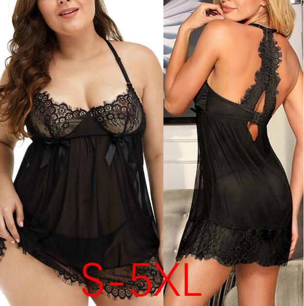 Sexy Black Silk & Lace Nightdress