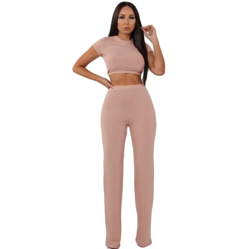 Sexy Crop Top & Wide Leg Pants - Two-Piece Set