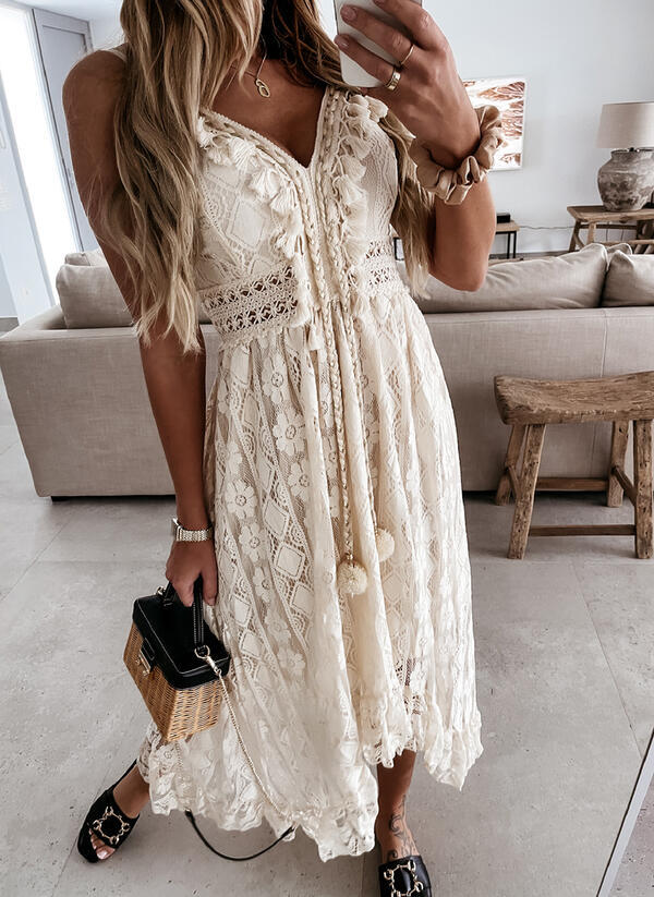 Tassels & Lace Strap Sundress