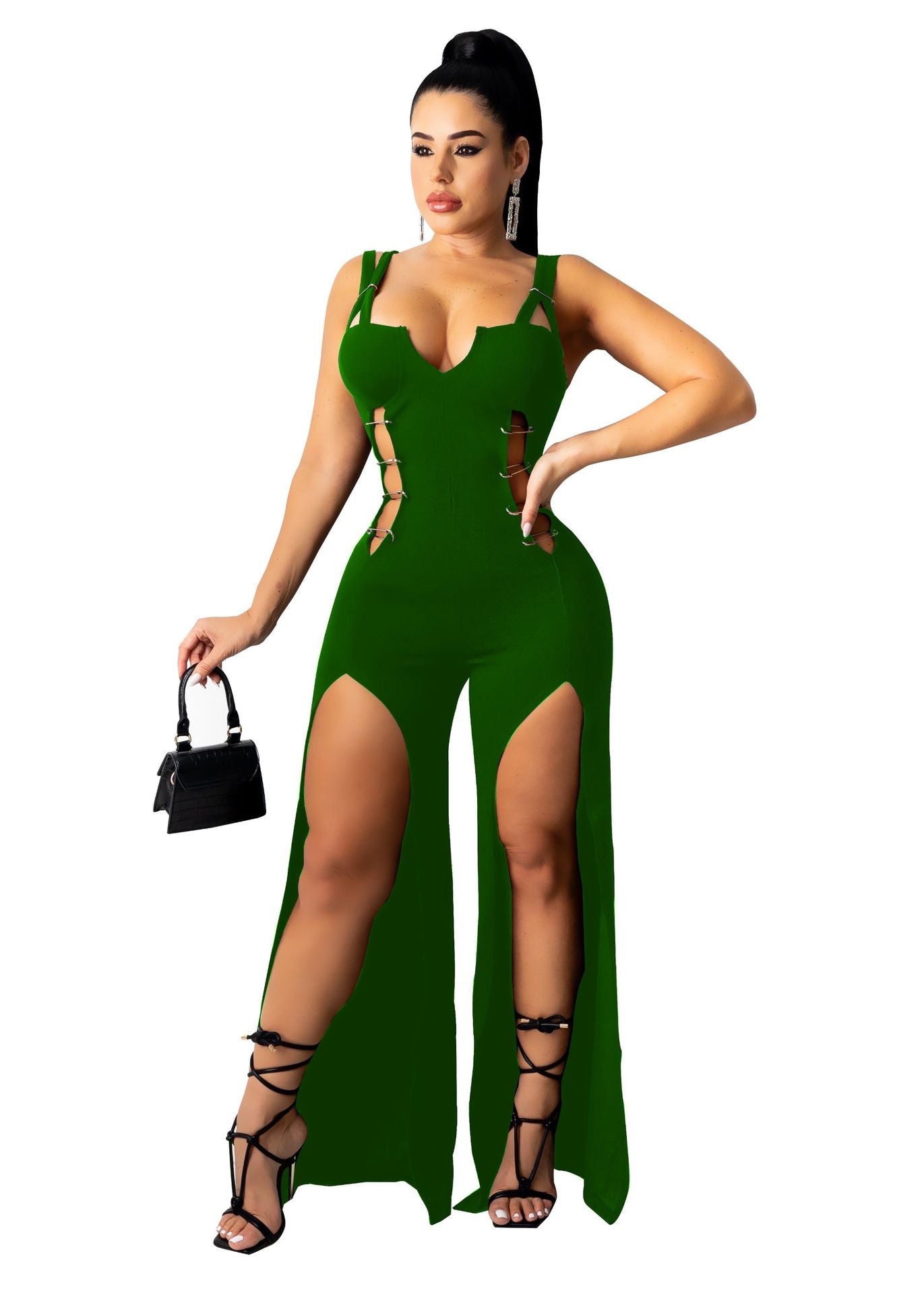 Sexy Cutout Sides High Slit Hole Design Jumsuit