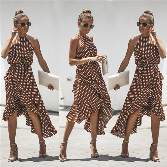 Sophisticated & Sexy High Waist Halter Neck Ruffles Hem Dress