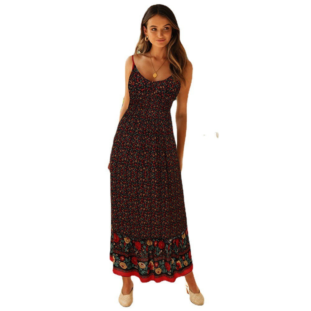 Summer Boho V Neck Elegant Floral Maxi Sundress Dress