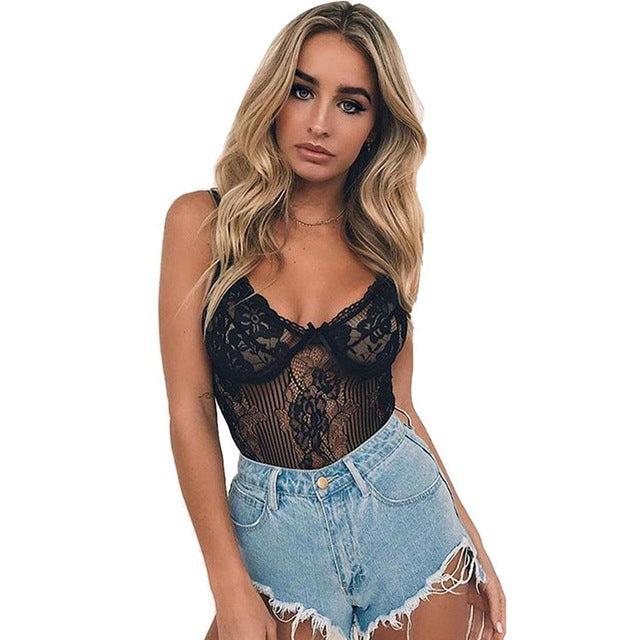 Mesh Hollowed Out Lace  Sleepwear