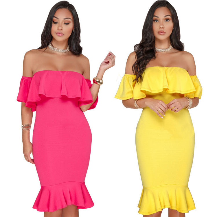 Elegant Off Shoulder Ruffles Party Dress