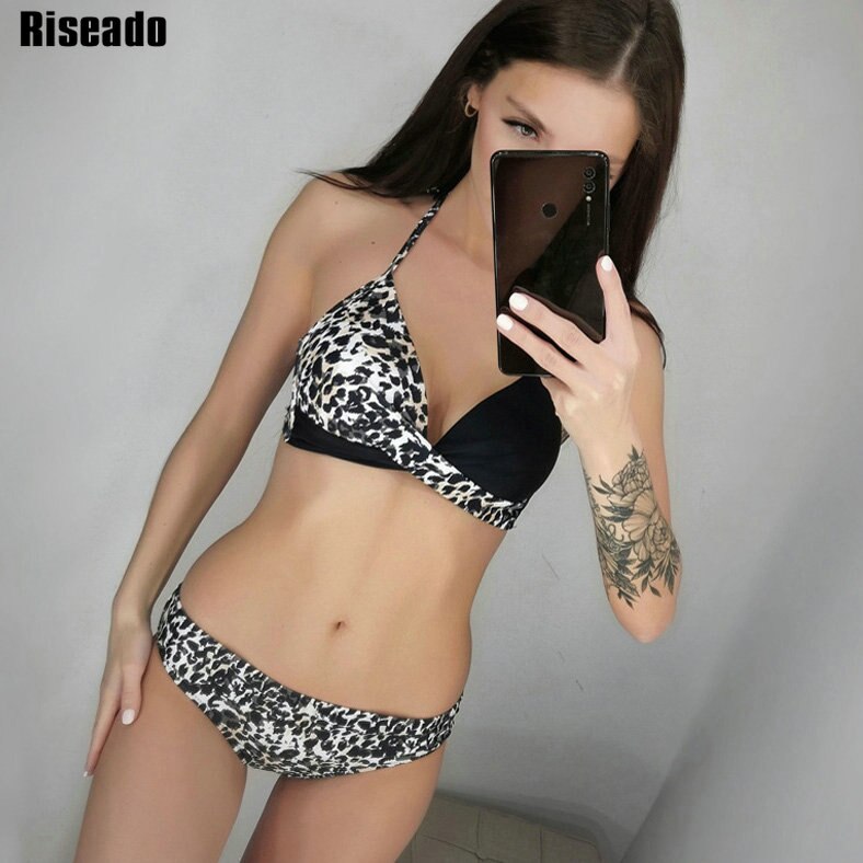 Riseado Sexy Push Up Mid Waist Halter Neck Bikini