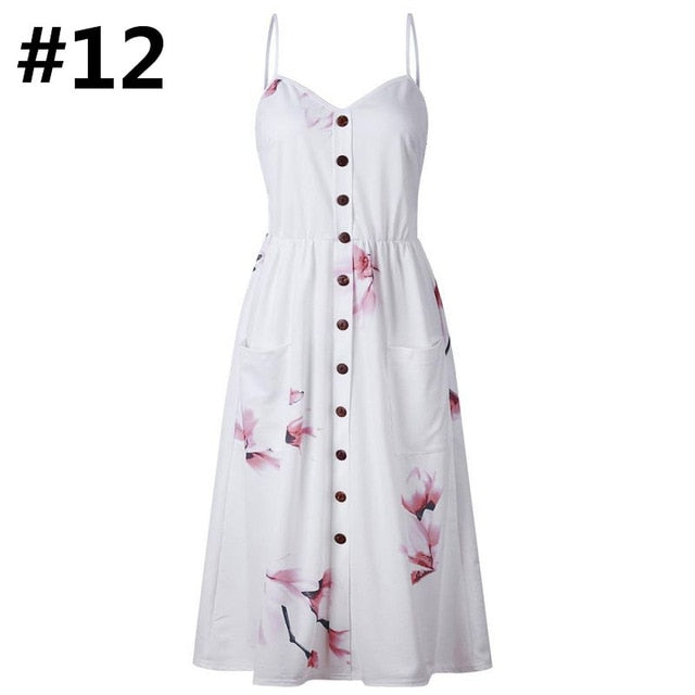 Sweet & Sexy Button Down Front Pocket Sundress Casual Dress