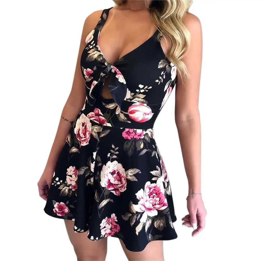 Sweet & Sexy V-neck Cutout Skort Skirt Shorts Romper